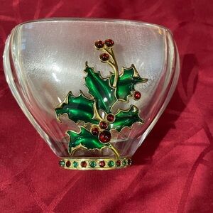 Teleflora Bohemian Crystal Holly Berry Bejeweled Vase/Planter 24% Lead Fine